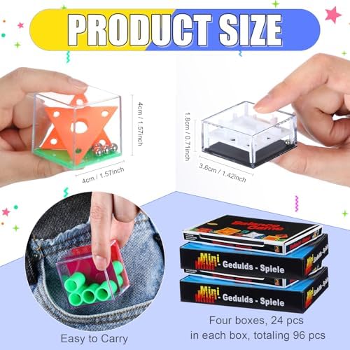 Lenwen 96 Pcs Mini Brain Teaser Puzzles Maze 3D Ball Cube, Colorful Colors - Image 2