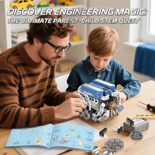 W16 Engine Building Kit, Mechanical STEM Model Compatible with Lego for Kid - Image 6
