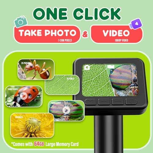 IMICHI Microscope for Kids 50X-1000X Magnification- 2 inch IPS HD Screen, 32GB storage Card, 1080P Video, 2-Hour Battery Life, Easy Carry, Slides Included - Perfect Science Kit Gift for Kids Ages 8-12 - Image 6