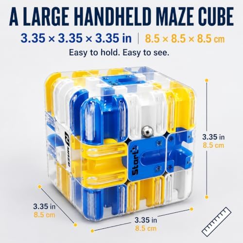 3D Rolling Ball Maze Cube Puzzle, 8.5 cm Large Handheld Brain Teaser, Labyrinth Puzzle Game for Teens and Adults - Image 3