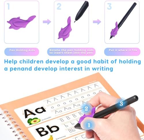 Magic Practice Copybook, Reusable Writing Practice Book, for Preschool Kids Age 3-8 ​Calligraphy (4 Books with Pens) - Image 3
