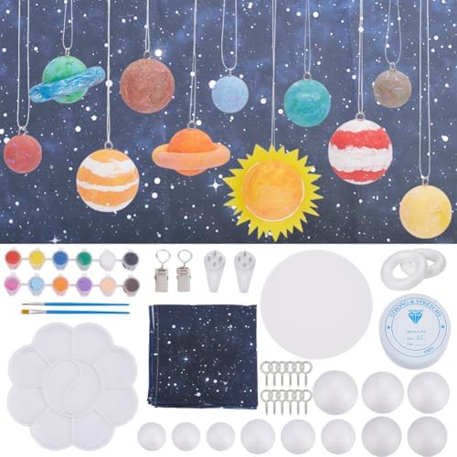 WEBEEDY Solar System Foam Ball Kit for Crafts,DIY System Project Kit Include Foam Balls Pigments Brushes Starry Sky Background Cloth for Hanging Space Project Party Decor Christmas Birthday Gift by WEBEEDY