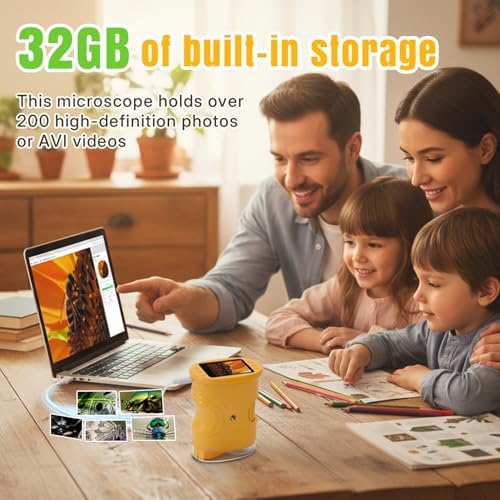 Mcbazel 1000X Handheld Digital Microscope for Kids, Rechargeable Mini Pocket Microscope with 2.0" IPS Screen, Toys Birthday Gifts for Girls Boys, Portable Edu Science Gift Age 4-12 - Image 6