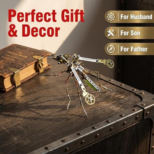 3D Metal Model Mechanical Kits Steampunk Insects Mosquito Puzzle for Adults 140+ Parts 3 Hours Build Cool Desk Decor Christmas & Birthday Gift for Men Father (Mosquito) - Image 3
