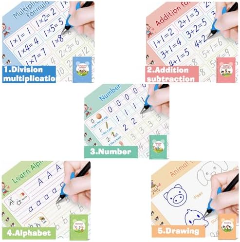 Magic Grooved Writing Practice for Kids Age 3-5 - Grooved Writing Books for Kids 3-5 - Reusable Handwriting Workbooks - Preschool Tracing Books, Disappearing Ink Pens & Grips - Great Gifts for Kids - Image 4