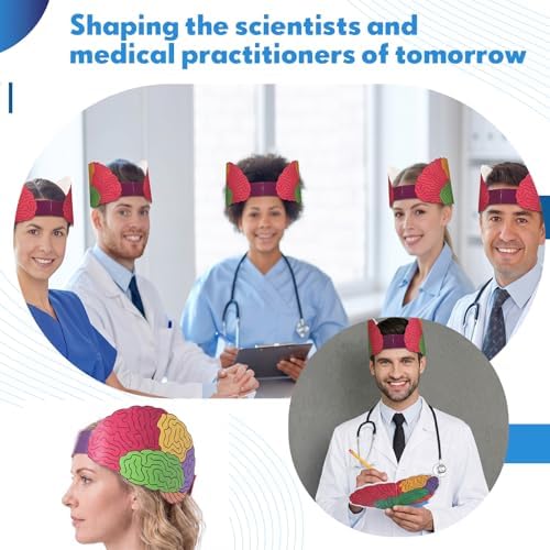 Janmercy Brains Hat for Teaching & Labels Elastic Cap Brain Model Brain Shaped Notepads Pencil for Learning Anatomical - Image 6