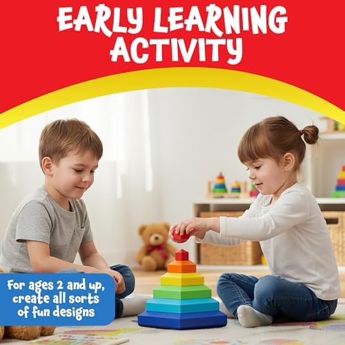 POPULAR PLAYTHINGS Hexacus Pyramid Stacking Blocks, 12 Pieces - Image 2