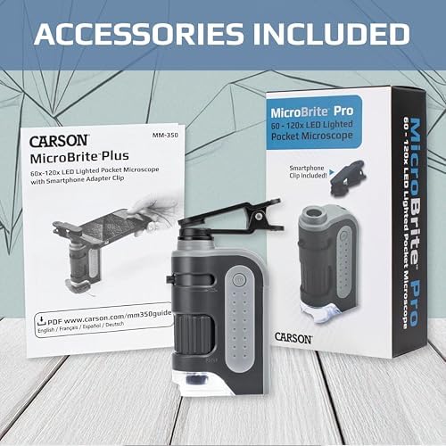 Carson MicroBrite Pro Kit with Pocket Microscope & Smartphone Adapter Clip - Image 4