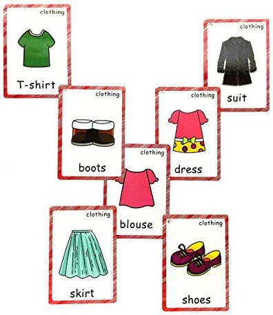 SANTSUN Set of Clothing Flash Cards for Toddlers(36 pc) | Kids Learning Flashcard & Montessori Pocket Cards Toys | Perfect for Pre-K Decor Background Wall Stickers, Teacher/Autism Therapists Tools - Image 6