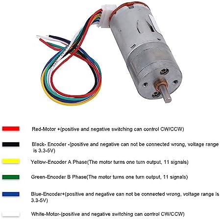 DIY Encoder Gear Motor with Mounting Bracket 65mm Wheel Kit, JGA25-371 Metal Gears DC12V for Smart Car Robot Printer Machinery Equipment (Speed ​​100) - Image 5