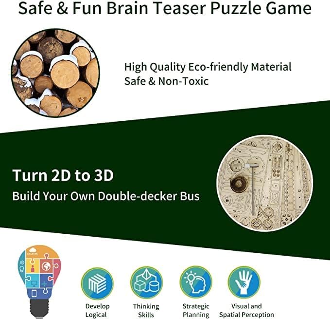 Children's Wooden Puzzle Camper Van - Wooden Car Model DIY3d Puzzle Toy Birthday Gift, 226PCS - Image 5