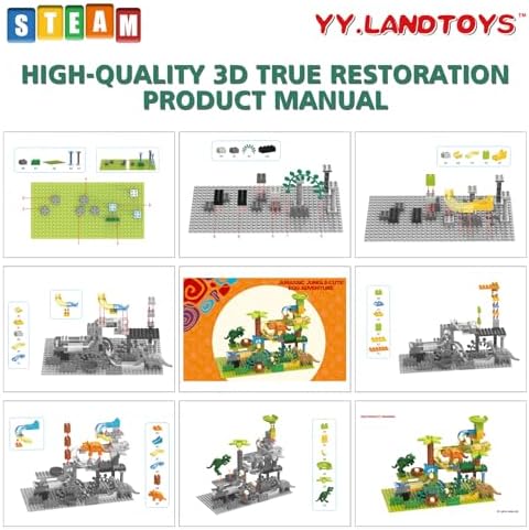 Dinosaur Marble Runs for Kids 4-8 Building Blocks/125Pcs Classic Big Blocks Compatible with LEGO DUPLOS for Age 3-5/Montessori Learning STEM Toys/Marble Maze Gift Toy for Kids Age 3,4,5,6,7,8+ - Image 3