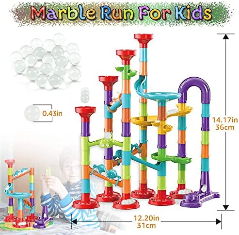 Marble Run Building Blocks STEM Toy Track Race Maze 30 Glass Marbles for Kids Boys Girls 3 4 5 6 7 8 9 10 11 12 Year Old Birthday Present Preshool Gift - Image 2