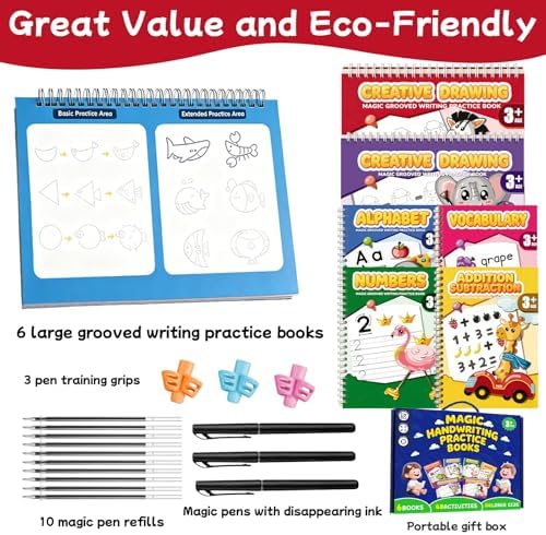 Magic Grooved Writing Practice Books, Reusable Handwriting Practice for Preschool Kids Ages 3-8, Large Tracing Workbooks for Kids 3-6 - Image 3