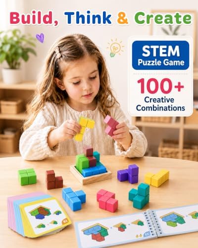 3D Puzzle Game with 100 Challenge, Wood Brain Teaser Puzzle for Kid - Image 2