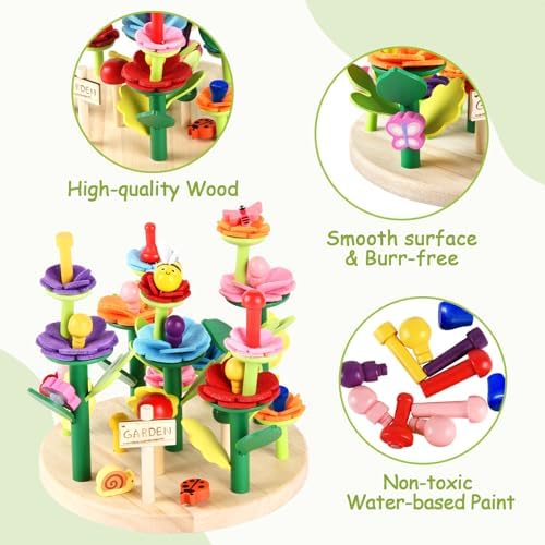 Wooden Flower Garden Building Toys for Kids, STEM Educational Activity Preschool Kit Gift for Boys Girls Age 3 4 5 6 7 Years Old, Stacking Game for Toddlers Build a Bouquet Spring Gifts - Image 5