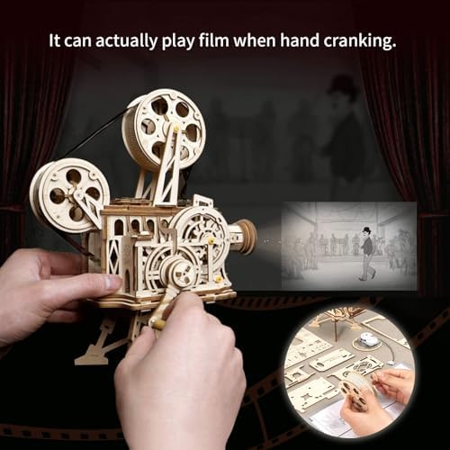 ROKR 3D Wooden Puzzles for Adults- 183pcs Mechanical Model Building Kit Wooden Craft Movie Projector Gift for Adults 14+ (Vitascope) - Image 3