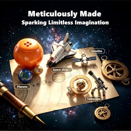 Spinning Solar System Space Building Set with Book Base, Compatible with Lego Space, Rotatable Planets & Rocket Sets, 672PCS STEM Educational Mechanical Space System Toys for Boys Girls Adults - Image 3