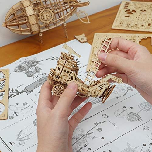 Rolife 3D Wooden Puzzle Airship for Kids and Adults - Model Building Kit, Educational Brain Teaser, Ages 8-10 (7.1in*5in*6.5in) - Image 4