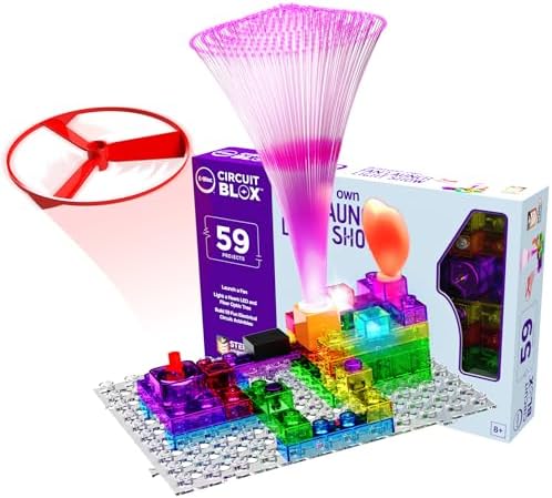 E-Blox Building Blocks STEM Circuit Kit, 59 Projects, Build Your Own Fan Launch Light Show, Science Projects, Birthday Gift, Boys, Girls, 8+ by E-Blox