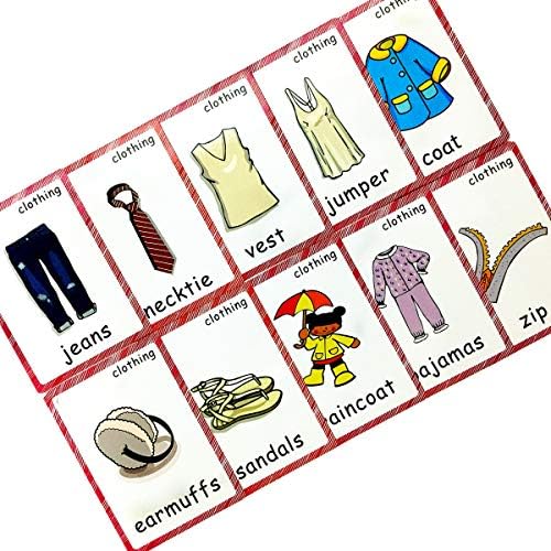 SANTSUN Set of Clothing Flash Cards for Toddlers(36 pc) | Kids Learning Flashcard & Montessori Pocket Cards Toys | Perfect for Pre-K Decor Background Wall Stickers, Teacher/Autism Therapists Tools - Image 5