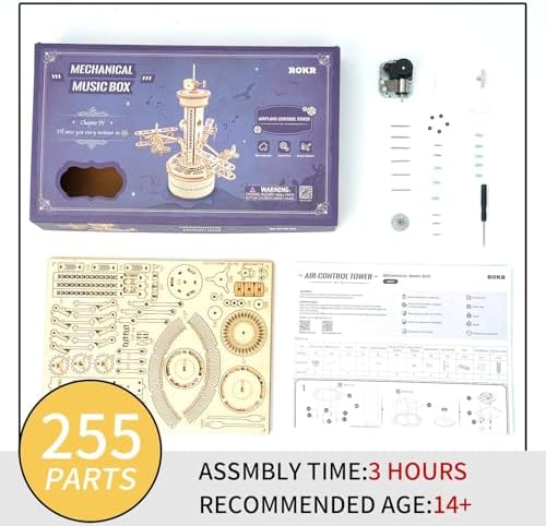 ROKR 3D Wooden Puzzle Mechanical Music Box,DIY Aircraft Model Kits to Build,Best Toy Gift for Teens,Adults on Birthday,Decoration for Room - Image 6