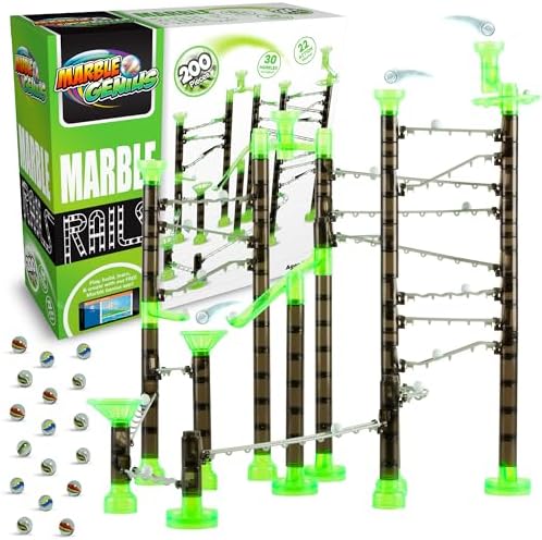Marble Genius Marble Rails Starter Set, 200 Pieces, STEM Toy by MarbleGenius