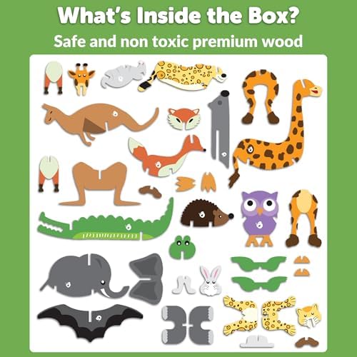 Butterfly EduFields 3D Wooden Animal Puzzle Kit for Kids Ages 2-4 Girl&Boys - Image 4