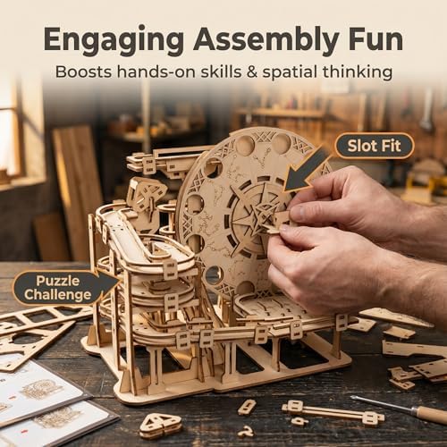 3D Wooden Puzzles for Adults Wood Marble Run to Build Wood disc Creative Mechanical Puzzles Assembly Model Building Kits Perfect Christmas and Birthday Gifts - Image 2