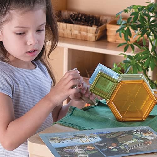 Guidecraft PowerClix Solids Natural - 70 Piece Set: STEM Magnetic Educational Construction Building Blocks with Inspiration Cards for Kids, Develop Motor Skills & Creativity - Image 6