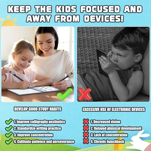 Magic grooved writing practice books Great for beginners, 4 books, 2 pens, 20 refills, 1 Blue pencil case. grooved handwriting practice for kids 3-10, reusable grooved handwriting workbooks. - Image 2