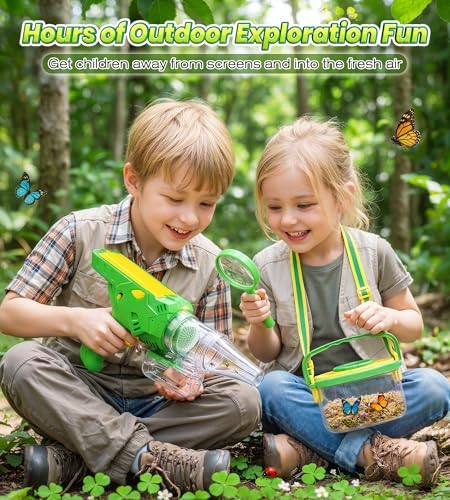 Bug Catcher for Kids, Bug Vacuum Catching Kit with Bug Collector Butterfly Net Magnifying Glass Bugs Grabber Insect Catcher Tweezers, Outdoor Explorer Toys Gift - Image 4