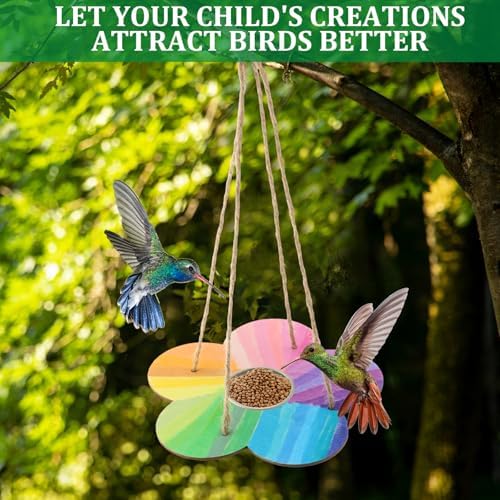 DoubleFill 24 Pack Bird Feeder Craft Kits for Kids Ages 3-8 Bird Feeder Craft Kits with Stainless Steel Bowls DIY Kids Crafts Wooden Art Painting Outdoor Bulk Toys for Children VBS Crafts - Image 7