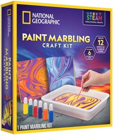 National Geographic Marbling Paint Craft Kit to Create Marble Art for Kids by BlueMarbleToys