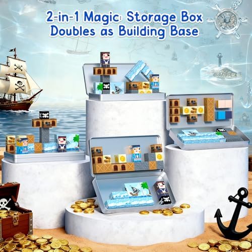 Bmag Magnetic Building Blocks Pirate-Themed Set 35 Pcs, Designed for STEM Education and Group Activity for Kids Aged 3+, Packaged with Storage Box as Gifts for Boys and Girls - Image 2