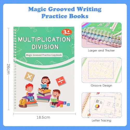 Magic Grooved Writing Books, Reusable Tracing Workbook for Kids Ages 3‑8 - Image 2