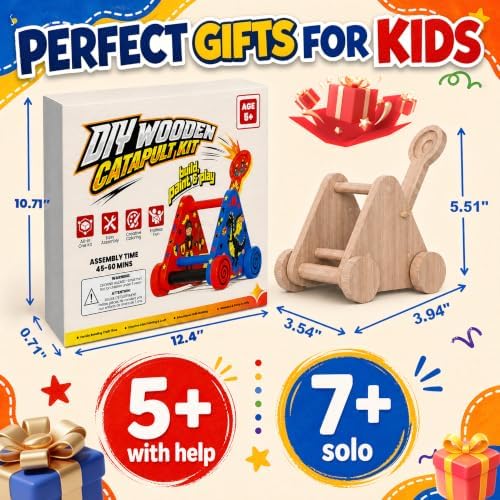 Wooden Catapult Crafts Kits for Kids Age 5-12, Painting and Building DIY - Image 5