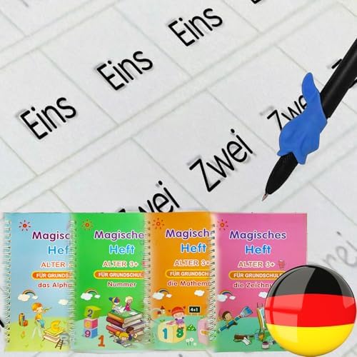Magic Grooved Writing Practice for Kids - German, Small, 4 PCS by KILOGOGRAPH