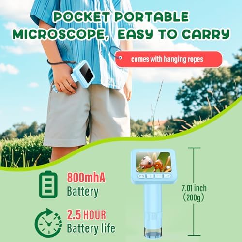 IMICHI Microscope for Kids 50X-1000X - 2 inch IPS HD Screen, 32GB Storage Card, 1080P Video, 2-Hour Battery Life, Easy Carry, Slides Included - Perfect Science Kit Gift for Kids Ages 8-12 Blue - Image 7