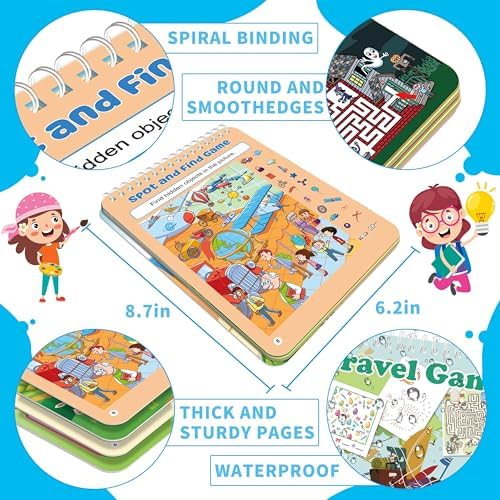 Elfew 2 Pack Reusable Travel Games Activity Books for Kids Ages 4-8, 8-12 - Image 3