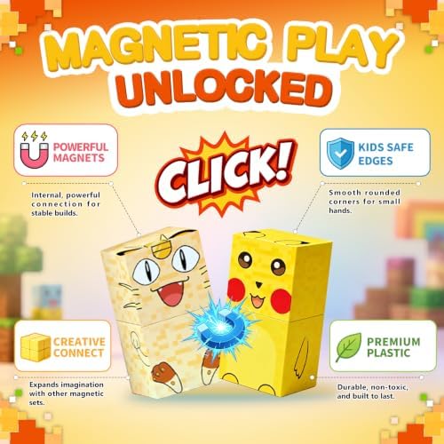 Pocket Cubes Magnetic Blocks & Magnetic Tiles, 35 PCS Voxel Star Team Pet Building Cubes Set, STEM Construction Toys for Kids Ages 4-8, Mini Travel Toys for Toddlers 3-5, Montessori Sensory Gifts - Image 5