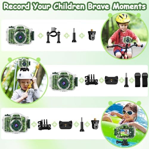 DEKER Kids Waterproof Camera, Underwater HD Digital Camcorder, Green - Image 5