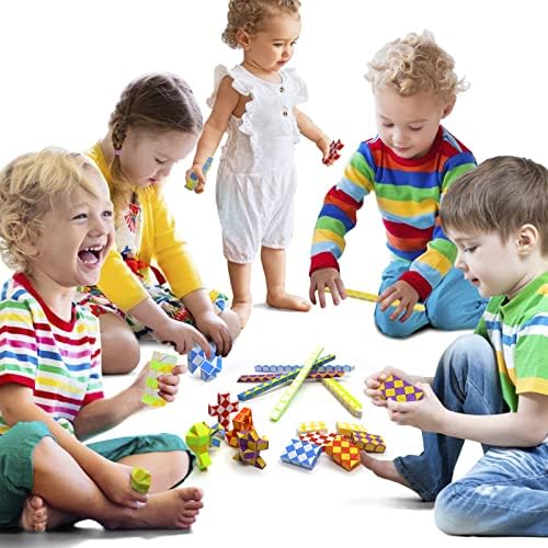 24 Pack 24 Blocks Mini Fidget Snake Cube Mini Twist Puzzle Cubes Magic Speed Cubes Toy for Kids Party Bag Fillers, Party Supplies - Image 4
