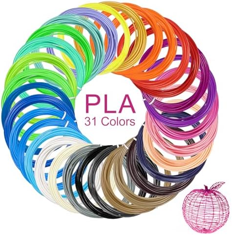 Kretrum 31 Colors 3D Pen Filament Refills Works with SCRIB3D PIKA3D MYNT3D 3D Pen, 16 Feet Per Color 1.75mm PLA 3D Printing Filament Refills, NOT FIT 3Doodler Start Pen by Kretrum