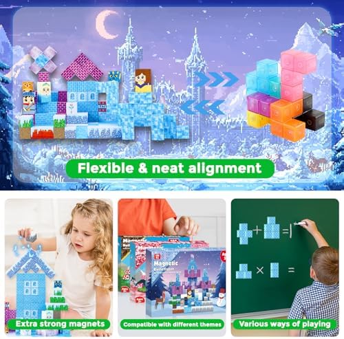 ToyUnited 150PCS Magnetic Blocks - Magnet Building Blocks, Magnet Cubes Tiles Princess Castle Toy, STEM Montessori Sensory Stacking Toys Birthday Gift for Kids Ages 3 4 5 6 7 8 9 10+ Years Old - Image 5