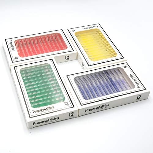 48pcs Prepared Plastic Microscope Slides Biological Specimen with 4 Boxes for Student Enlighten Education by Unknown