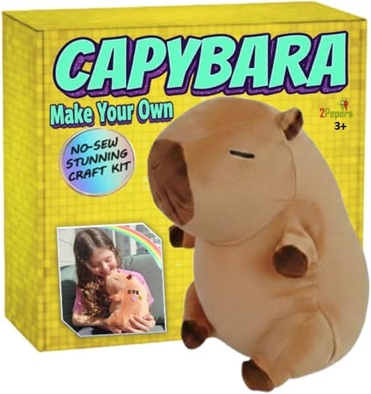 DIY Capybara Toy Plushie Craft Kit, No-Sew Stuffed Animal Kids Art Age 3-8 by 2Pepers
