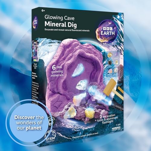 Horizon Group USA Mineral Dig Kit: Excavate 6 Real Gems, Glow in Dark, STEM Kit, Earth Science, Geology, Ages 6+ - Image 2