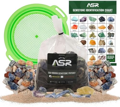 ASR Outdoor 5lb Rough Gemstone Mining Kit Geology Paydirt Classifier and ID Chart (Madagascar) by ASROUTDOOR