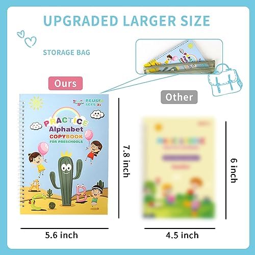LUCKFUTURE Grooved Handwriting Book Practice, Magic Copybooks for Kids Reusable Handwriting Practice Set, Preschool Calligraphy Workbook with a Storage Bag for Easy Use - Image 5